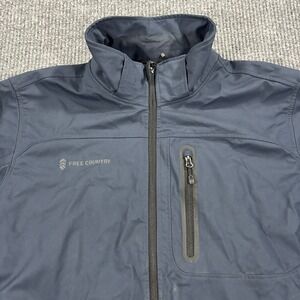 Free Country Softshell Jacket Mens XL Blue Water Resistant Fleece‎ Lined Zip Up